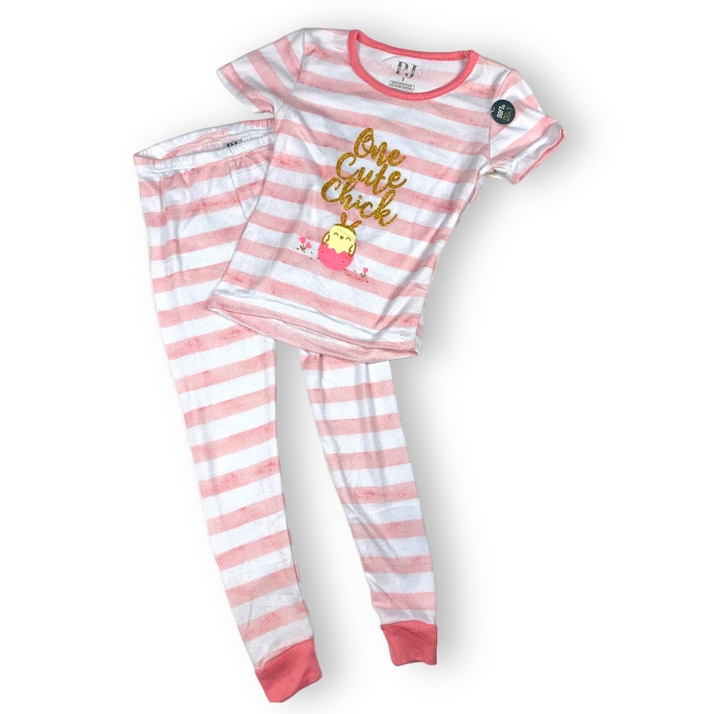 Pj Essentials Pink Striped Pajamas Sz 5 - Picture 1 of 3